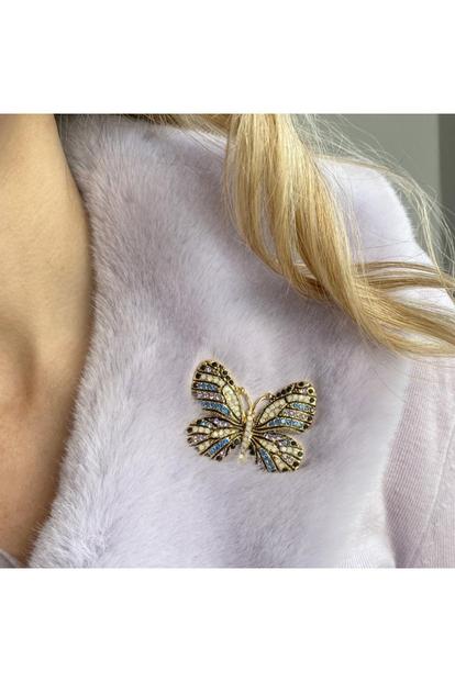Blue Butterfly Brooch In Crystal