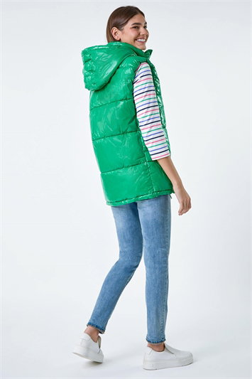 Patent Hooded Gilet 12024234