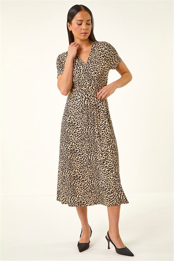 Petite Animal Print Tie Waist Dress 14845188