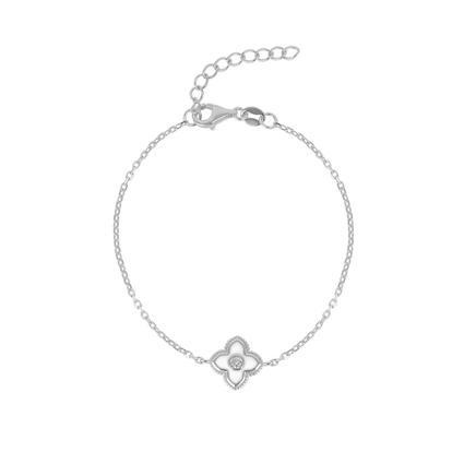 Metallic White Enamel Clover Bracelet