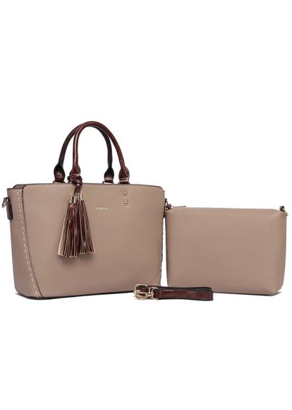 Cream Twin Handle Shoulder Bag