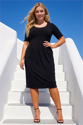 Curve Cocoon Pocket Stretch Midi Dress 14313408