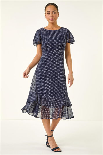 Petite Polka Dot Frill Hem Dress 14822760