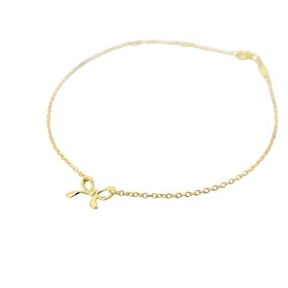 Metallic Dainty Bow Tie Bowknot Gold Plated Charm Bracelet