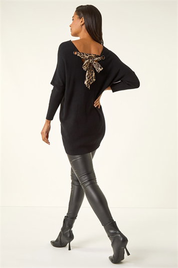 One Size Animal Print Tie Back V-Neck Jumper 16108908