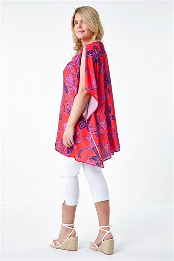 Curve Floral Twist Detail Keyhole Top 20176964
