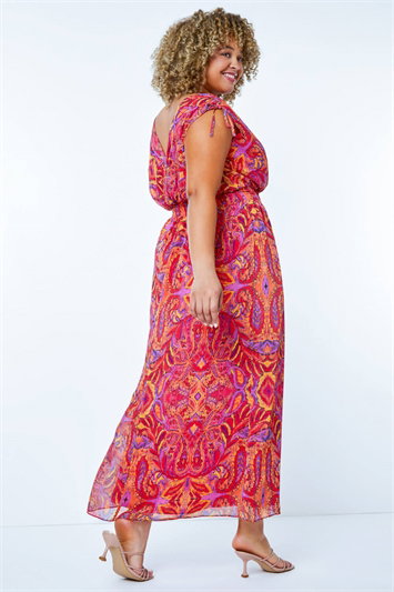 Curve Shirred Waist Chiffon Maxi Dress 14285078