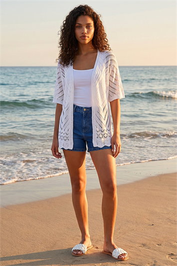 Petite Pointelle Knit Cardigan 16345794