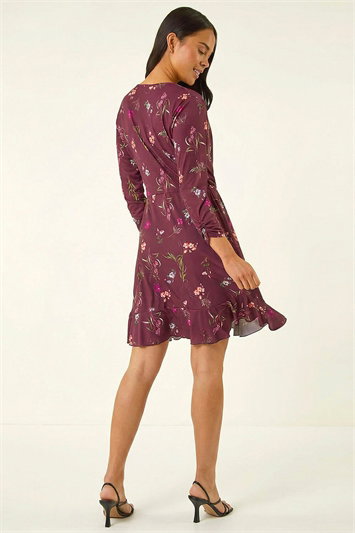 Petite Floral Wrap Frill Stretch Dress 14897395