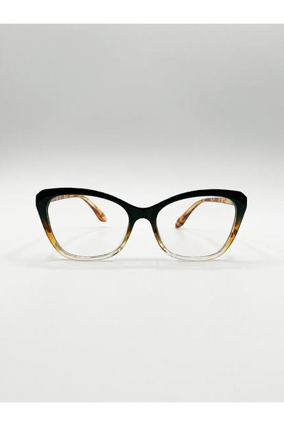 Green Green Tortoiseshell Clear Lens Glasses
