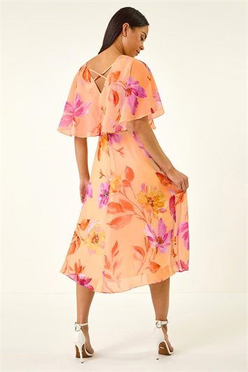 Petite Floral Tie Front Cape Dress 14867169