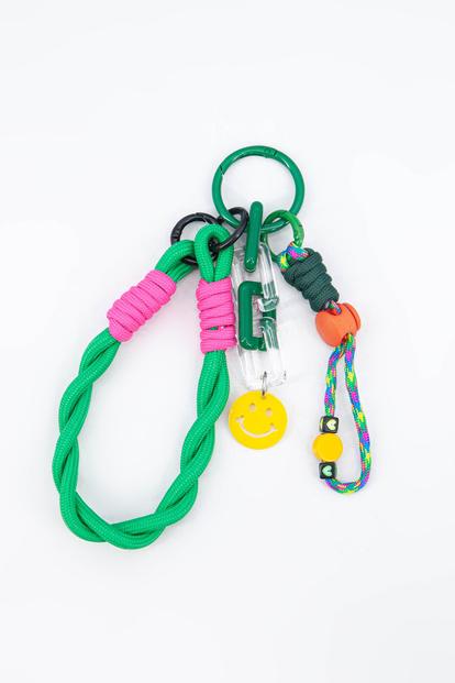 Green Smiley Face Clip On Bag Charm