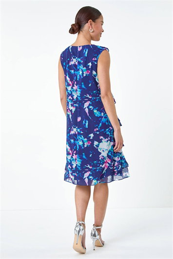 Petite Abstract Print Ruffle Shift Dress 14573660