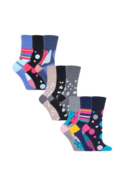 Purple 9 Pairs Cotton Patterned Non Elastic Socks
