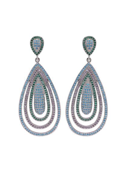 Blue Diva Sterling Layered Tear Drop Earrings