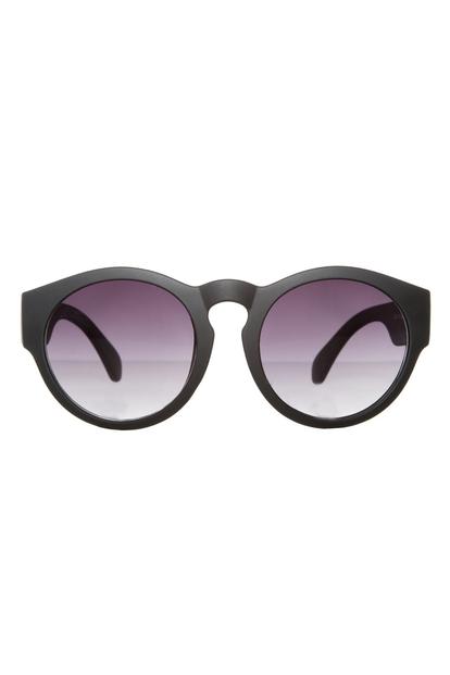 Black Matte Finish Retro Round Sunglasses