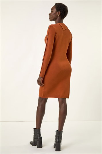 Button Detail Roll Neck Jumper Dress 14323921