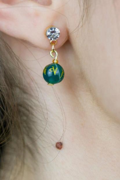 Purple Gold-Plated Pearl Zircon Drop Earrings