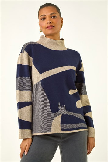 Abstract Knit High Neck Jumper 16204360