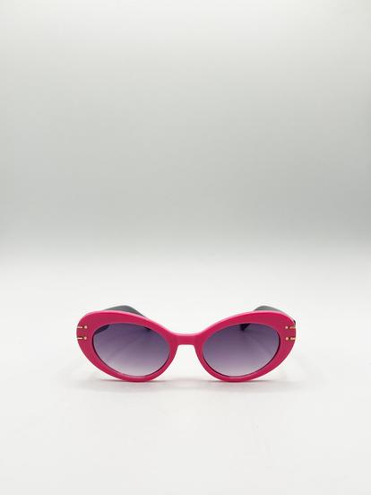 Pink Oval Cat-Eye Sunglasses In Hot Pink