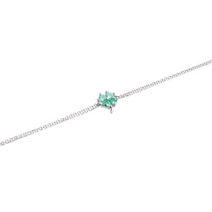 Metallic Sterling Silver Four Leaves Clover Bracelet - Green