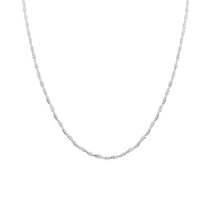 Metallic Twisted Beads Sterling Silver Chain Necklace