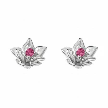 Metallic Ruby July Birthstone Larkspur Birthflower Stud Earrings