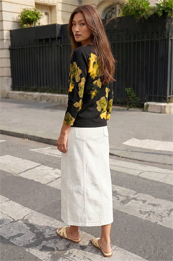 Sparkly Floral Print Knit Jumper 16212308