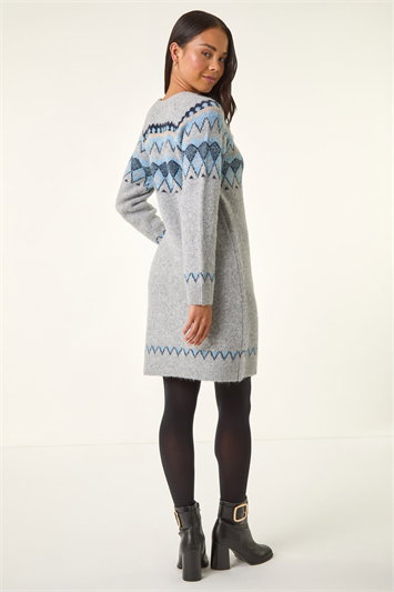 Petite Nordic Pattern Knit Jumper Dress 14595236