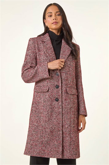 Petite Herringbone Smart Coat 12041778