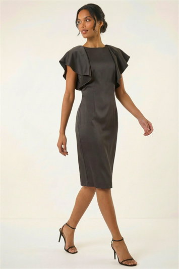 Satin Ruffle Sleeve Dress 14864408