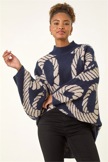 Blue Abstract Line Knit Jumper