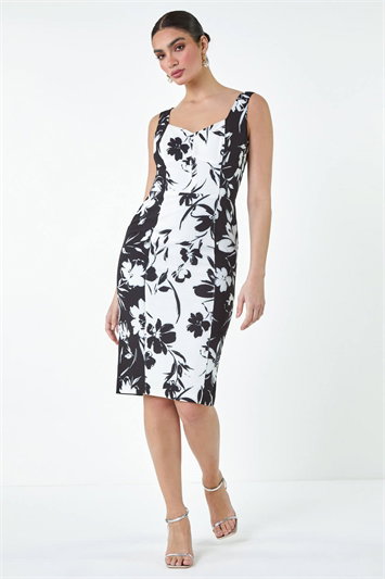 Floral Corset Detail Stretch Bodycon Dress 14405008