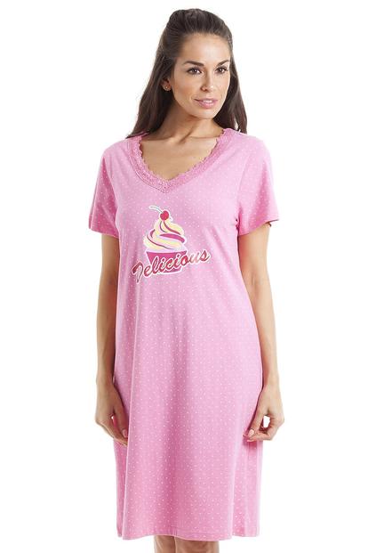 Pink Cupcake Motif Cotton Nightshirt