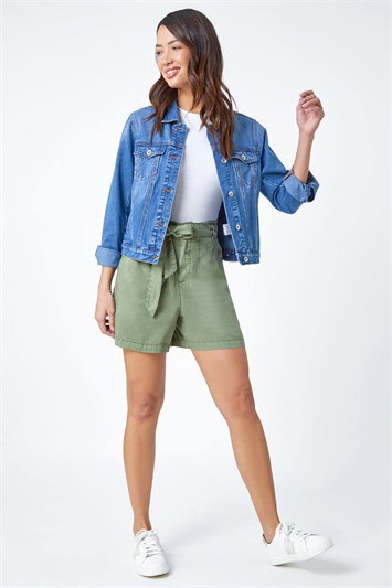 Relaxed Elastic Tie Waist Pocket Shorts 18058182