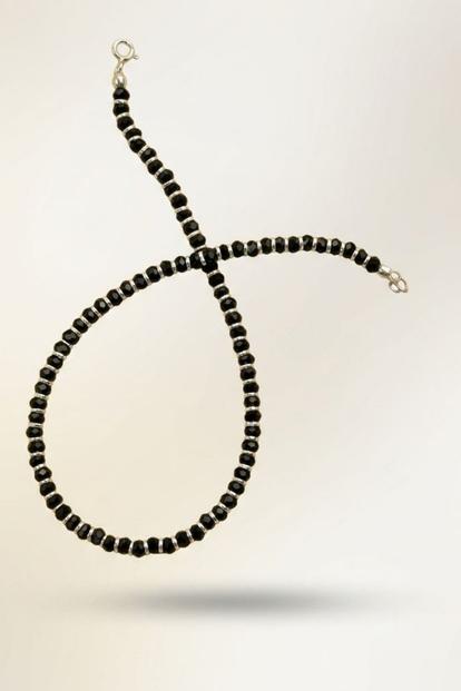Black Sterling Silver Black Bead Chain Summer Indie Silver Indian Payal Emo Anklet