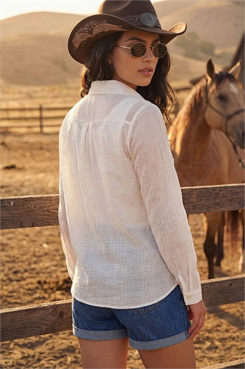 Dusk Lace Trim Button Shirt 10226194