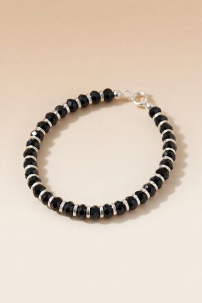 Black Black Pure Silver Beaded Indian New Born Kids Nazaria Daily Bracelet