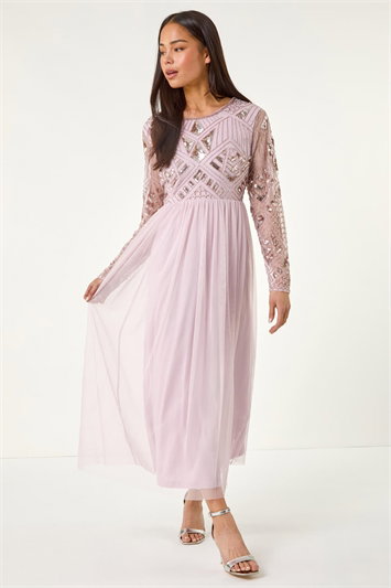 Petite Embellished Mesh Dress 14730841