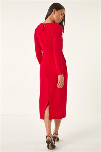 Petite Gathered Stretch Midi Dress 14790378