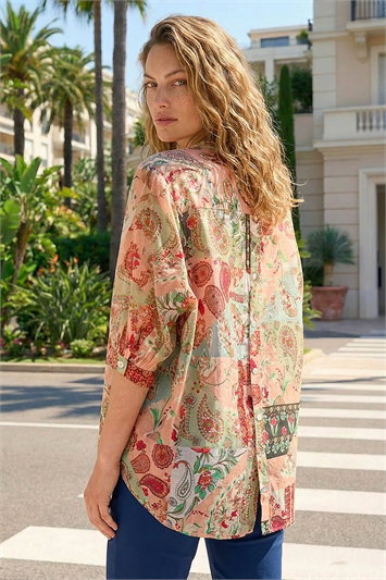 Paisley Print V-Neck Blouse 10220164