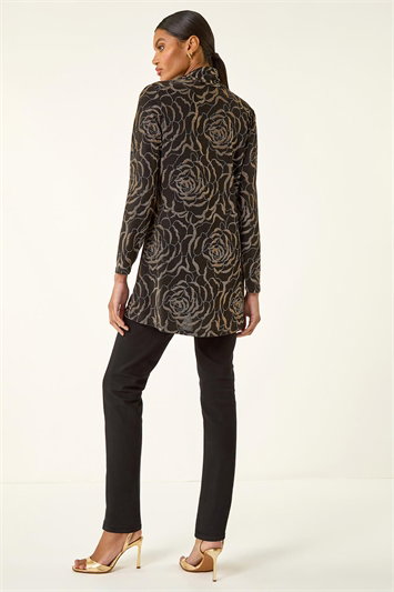 Jacquard Cowl Neck Stretch Top 19435633
