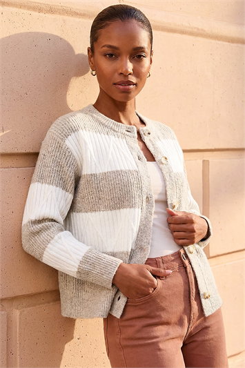 Stripe Buttoned Knit Cardigan 16348506