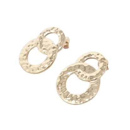 Metallic 18Ct Gold Plated Double Hoop Drop Earrings