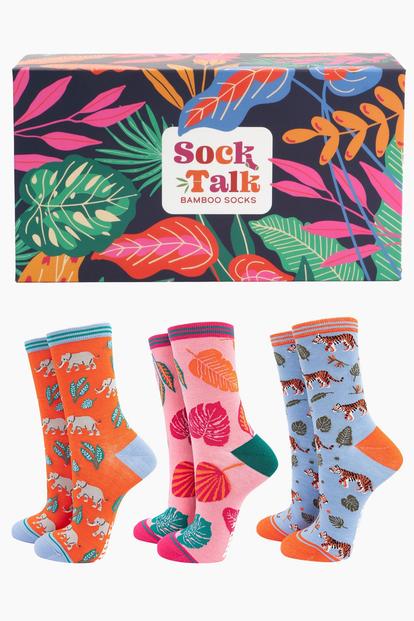 Multi Bamboo Socks Gift Set - Safari Animals