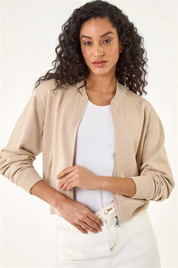Dusk Shimmer Knit Bomber Jacket 15056133