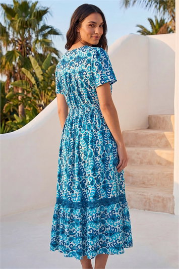 Petite Aztec Print Button Midi Dress 14878209