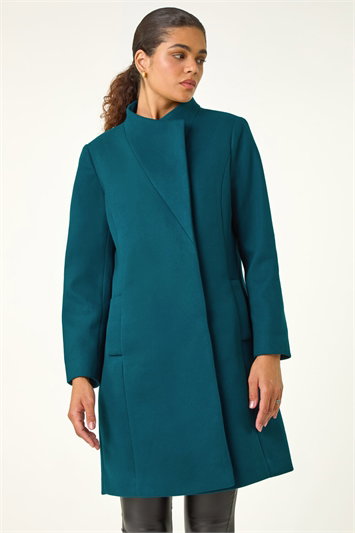 Tailored Funnel Neck Pocket Detail Coat 12031491
