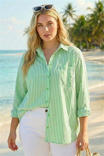Curve Stripe Buttoned Shirt 10143234