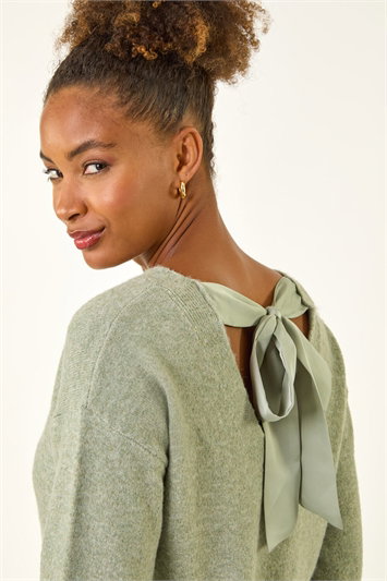 Green Ribbon Bow Tie Back Jumper